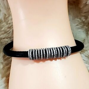 Leather 925 Crystal Bracelet